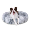 Calming Donut Pet Bed for Medium Dogs 32", Anti-Anxiety Plush Cozy Warming Dog Bed, Grey