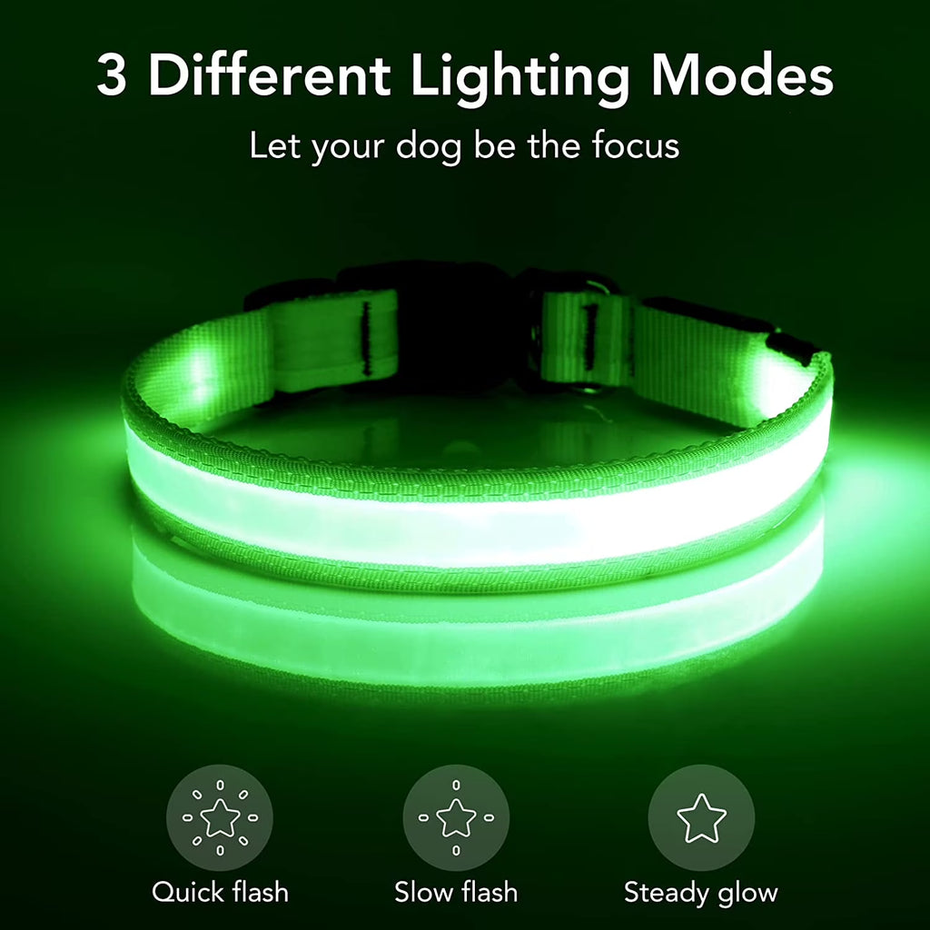 LED Dog Collar - USB Rechargeable Safety Collar for Night Walks