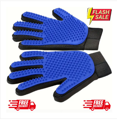 Pet Dog Grooming Brush Dog Cat Hair Remover Mitt Massage DE Shedding 1 Pair Blue Gloves for Dog - Brushes Gloves for Gentle Shedding - DE Shedding Efficient Pets Hair Remover Mittens