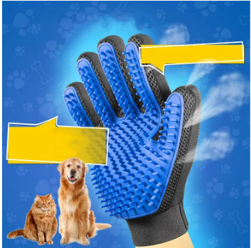 Pet Dog Grooming Brush Dog Cat Hair Remover Mitt Massage DE Shedding 1 Pair Blue Gloves for Dog - Brushes Gloves for Gentle Shedding - DE Shedding Efficient Pets Hair Remover Mittens