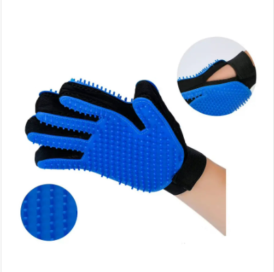 Pet Dog Grooming Brush Dog Cat Hair Remover Mitt Massage DE Shedding 1 Pair Blue Gloves for Dog - Brushes Gloves for Gentle Shedding - DE Shedding Efficient Pets Hair Remover Mittens