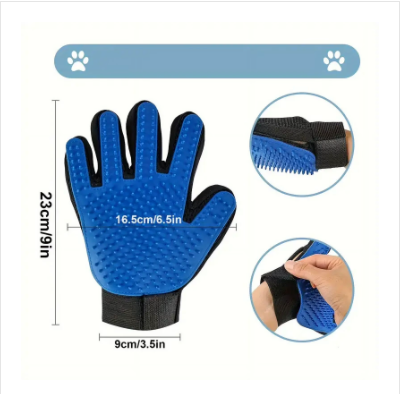 Pet Dog Grooming Brush Dog Cat Hair Remover Mitt Massage DE Shedding 1 Pair Blue Gloves for Dog - Brushes Gloves for Gentle Shedding - DE Shedding Efficient Pets Hair Remover Mittens