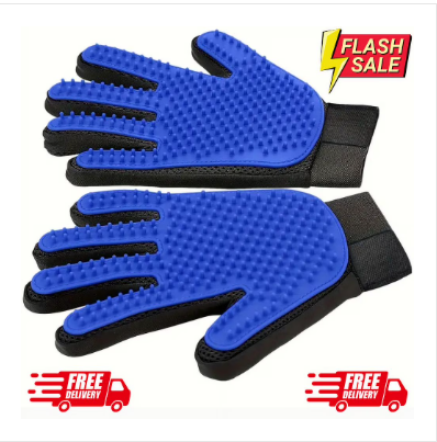 Pet Dog Grooming Brush Dog Cat Hair Remover Mitt Massage DE Shedding 1 Pair Blue Gloves for Dog - Brushes Gloves for Gentle Shedding - DE Shedding Efficient Pets Hair Remover Mittens